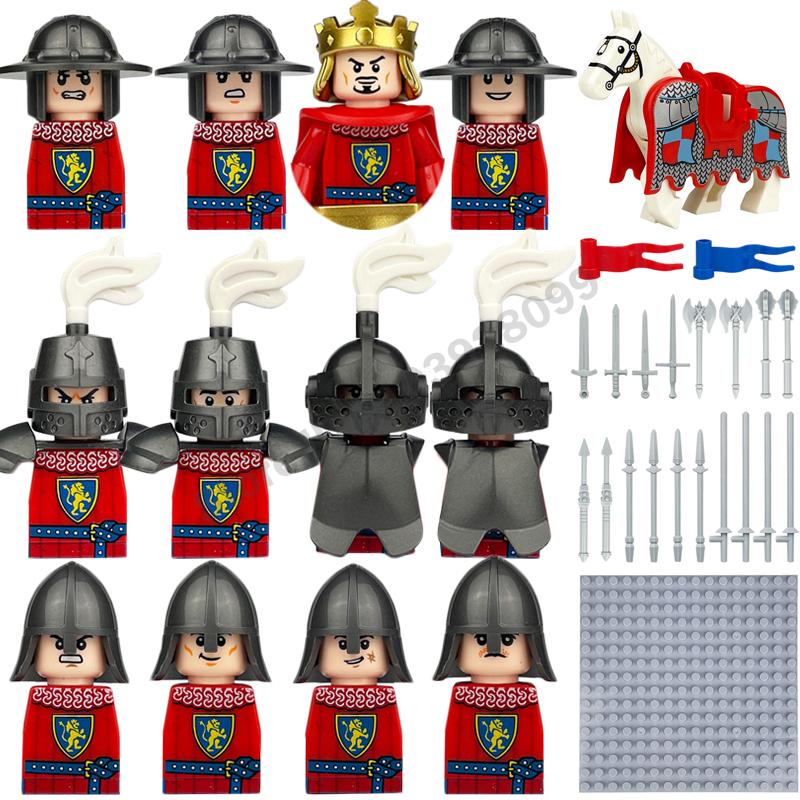 Medieval Military Building Blocks Roman Officer Soldier Knight Imperial Army Head Of State Elf Hunter Lion King War Horse Brick