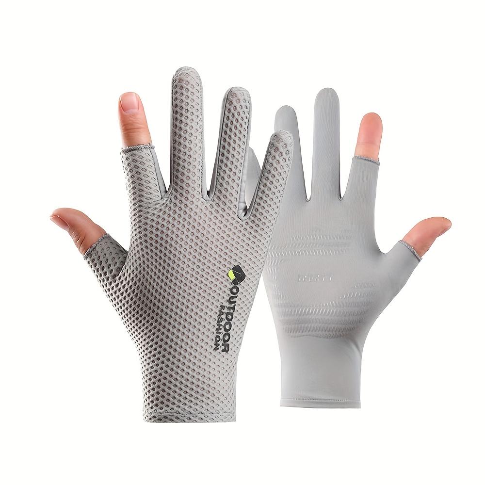 Cycling Gloves Mesh Breathable Fishing Gloves Non-Slip Touchscreen Gloves Sun Protection Quick Drying Outdoor Sports Gloves серый