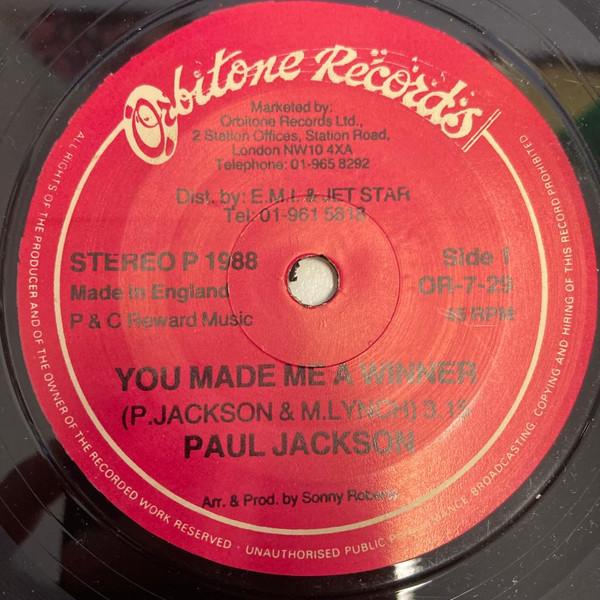 7inch Record PAUL JACKSON  You Made Me A Winner  Give Her A M OR729 ORBITONE 1988 UK SoulFunk Used