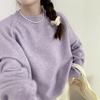 Retro soft waxy round neck pullover sweater for women to wear with autumn and winter new loose lazy wind knitted sweater top for women