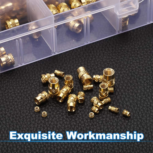 uxcell 120pcs M3 M4 Metric Thread Insert Brass Heat-Set Insert Knob Nut Assortment Kit, 3D Printed Brass Nuts, Thread Insert Nuts