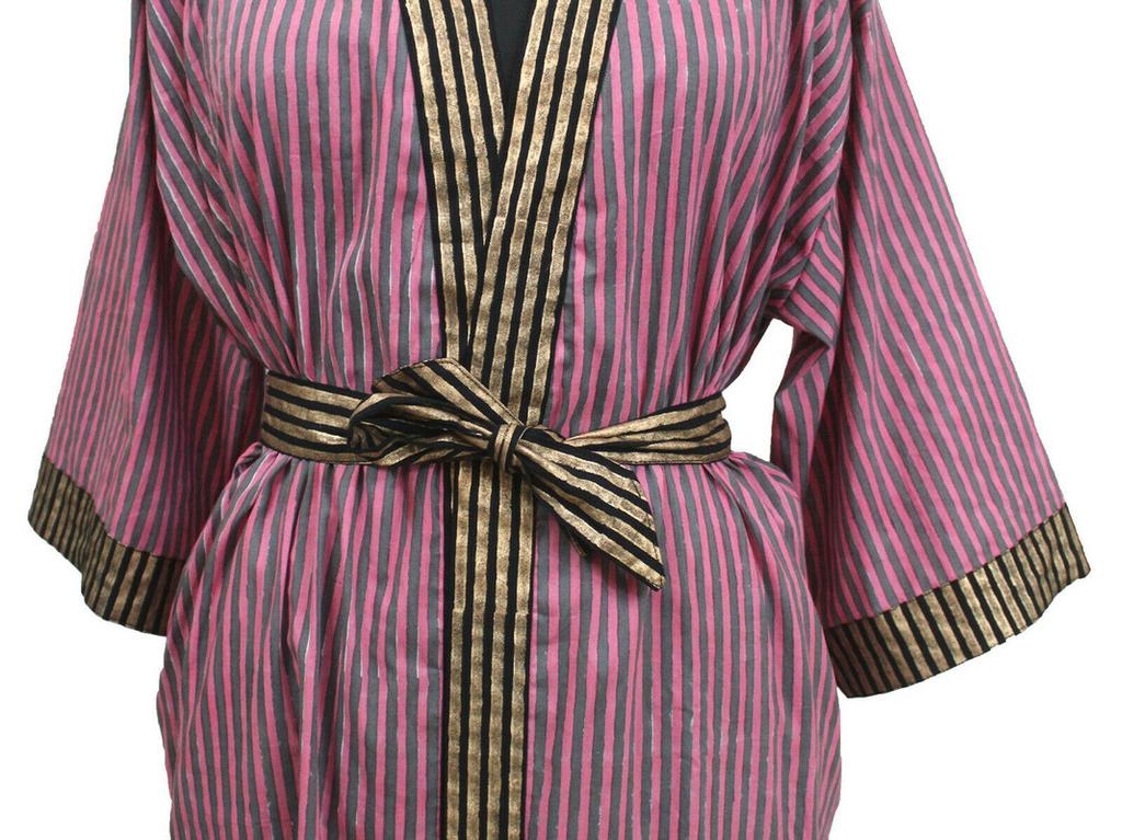 Handmade Women's Cotton Kimono Robes, Night Gown Dress, Made with Soft Light Weight Cotton Fabric, Free Size Nightwear #319