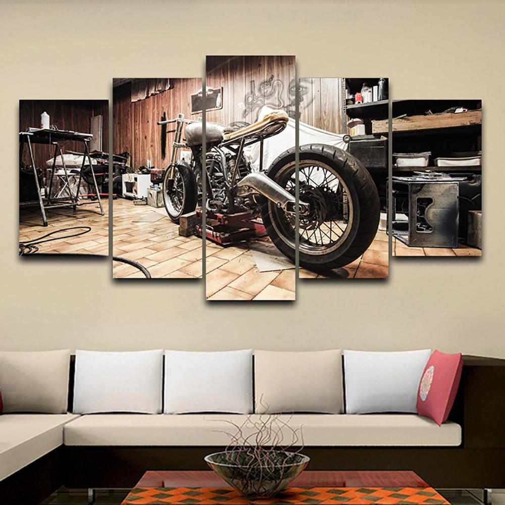

5 Pieces Canvas Art Retro Motorcycle Vintage Poster Painting Living Room Home Decor Wall Picture Print Bedroom Mural 20X35 20X45 20X55CM
