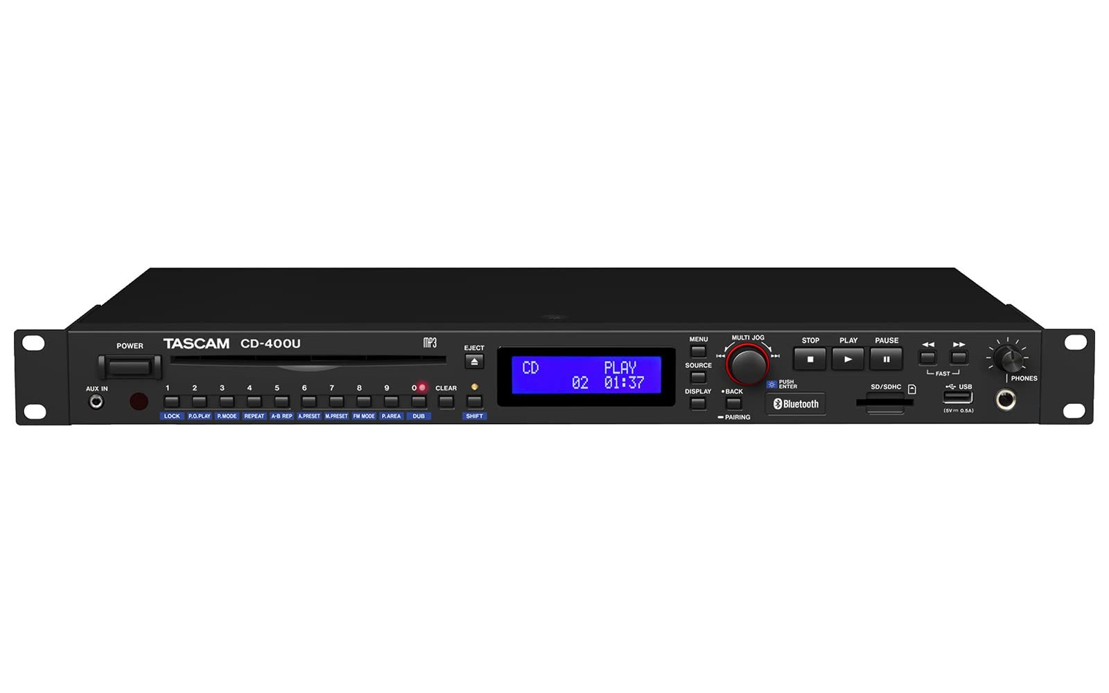 

TASCAM 1U Multiplayer Black with Tuner CD-400U Bluetooth/AM/FM чорний