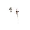 Exquisit Black Zircon Bowknot Tassel Dangle Earrings for Women Girl Korean Style Asymmetry Metal Stud Earrings Jewelry Wholesale