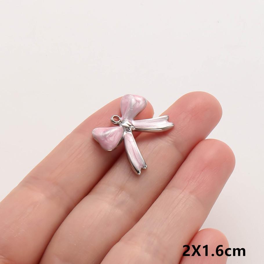 3pc Girl Pendant Hot Pink Oil Dripping Stainless Steel Plant Tree Flower Charm Pendants For Jewelry Making Supplies DIY Keychain