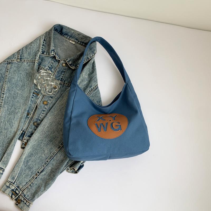 

Stylish Minimalist Tote Shoulder Bag In Black Yellow White Blue For Casual Commuting синій