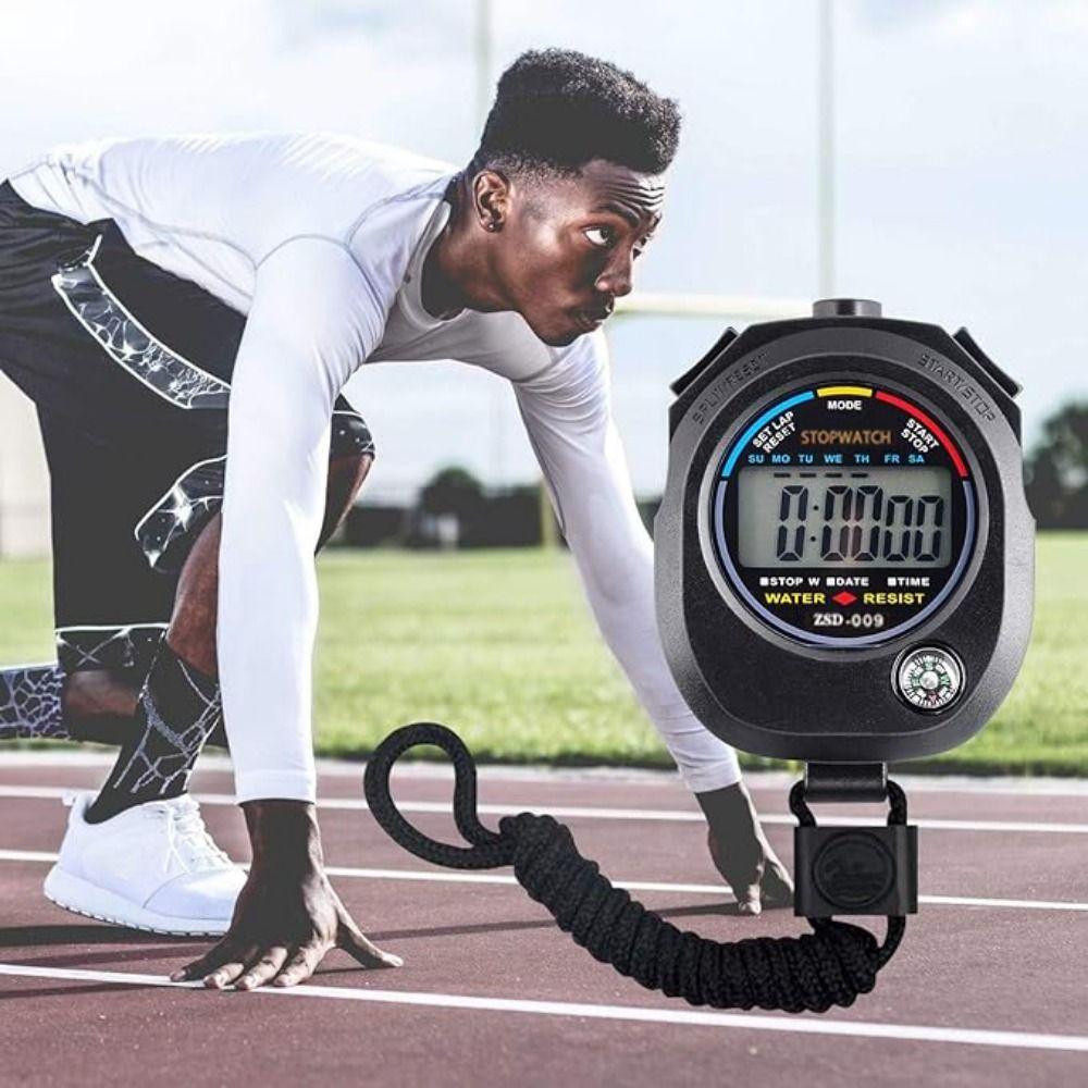 LCD Electronic Digital Stopwatch Handheld Chronograph Timer Sport Stopwatch  Running Events