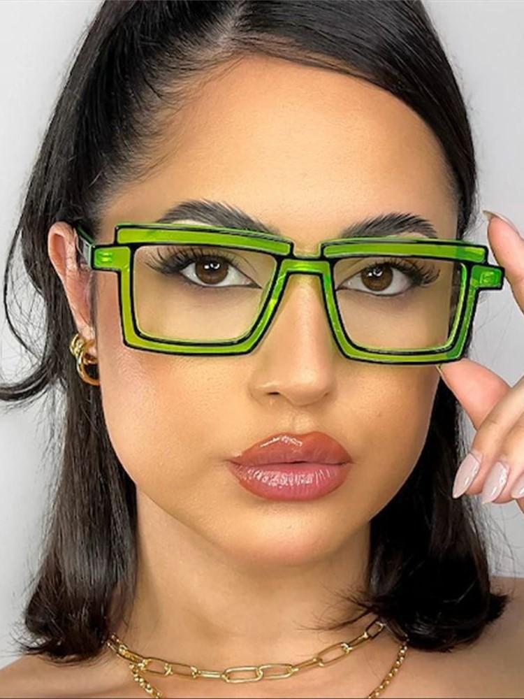 Retro Personality Rectangular Glasses Frame TR90 Eyewear for Women Men Designer Fashion Square Eyeglasses with Pouch Cloth