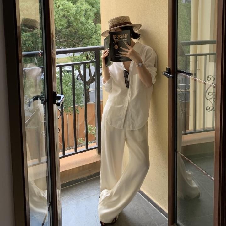 Old Money Wind Linen Shirt Women's White Loose Lazy Wind Long Sleeve Summer Casual Thin Sunscreen Top