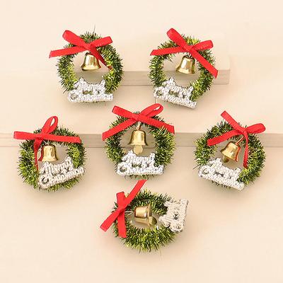 2Pcs Dollhouse Miniature Christmas Wreath Tree Wreaths Hanging Home Decor Accessories Toy Pretend Play Toy