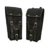 Handmade Black Goat Leather Motorcycle Saddlebags - Vintage Biker Panniers (Set of 2)