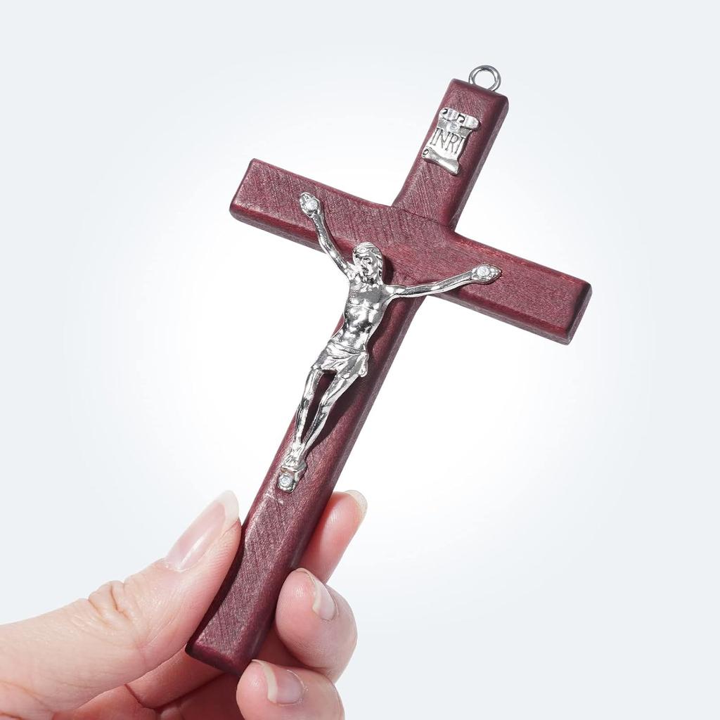 SHAOQINLIN 24 Pieces Crucifix Wall Cross, 4.7 Inch Wooden Wall Hanging Cross Wall Decor Home Decor