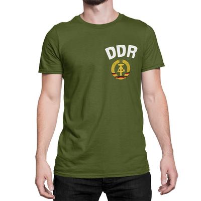 Herren Baumwoll-T-Shirt DDR Ostdeutschland BRUST-Logo Retro Fußballtrikot