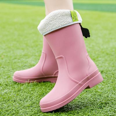 New Women Rain Boots Waterproof Non-slip Water Boots Medium High Soft Tube Warm Women Shoes Fashion Soft Bottom Rain Boots Work