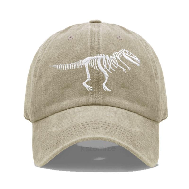Dinosaur Skeleton Embroidered Baseball Cap for Women Men Fashion Adjustable Soft Cotton Dad Hat Unisex Classic Golf Caps