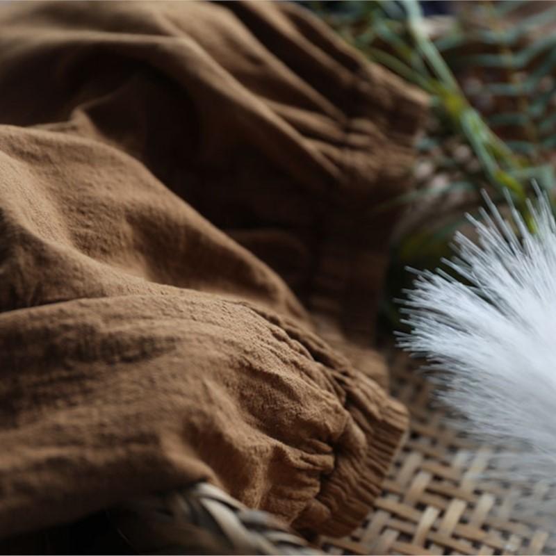 Johnature Dámské Vintage Bavlněné Lněné Široké nohavice Pružný pas Volný Letní Kalhoty Patchwork Kalhoty ke kotníkům