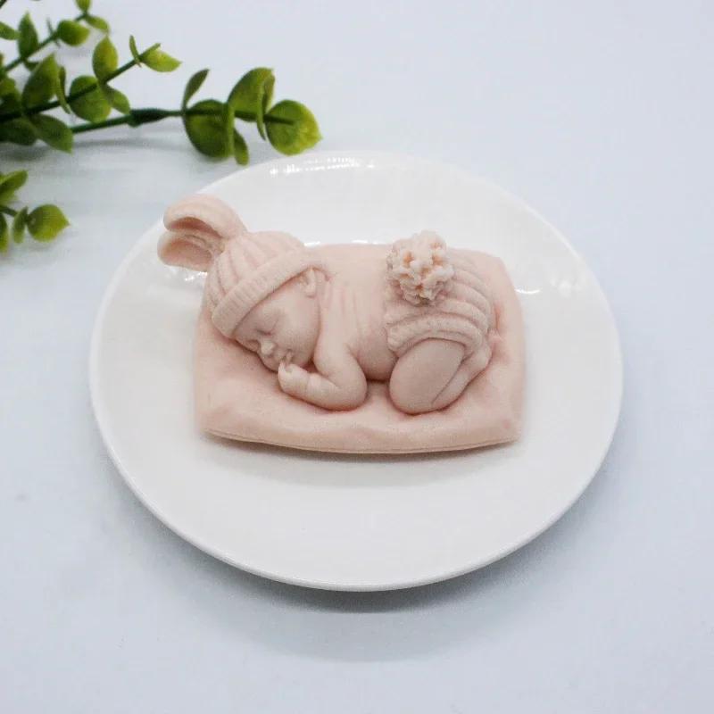 1 Pcs 3d Sleeping Baby Silicone Mold Chocolate Candy Fondant Mold Handmade Soap Candle Plaster Resin Making Tool