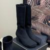 Pointed Elastic High Heel Socks Boots Women's Shoes 2025 Trends Knitted Breathable Slim Thick Heel Short Boot Black Sexy