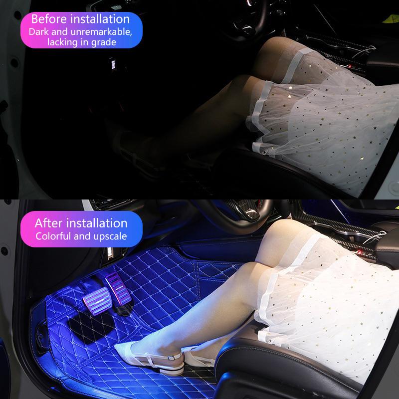 48 Led Rgb Car Foot Ambient Light With Usb Cigarette Automotive Interior Lights Strip Decoration Bar Remote/Voice Control