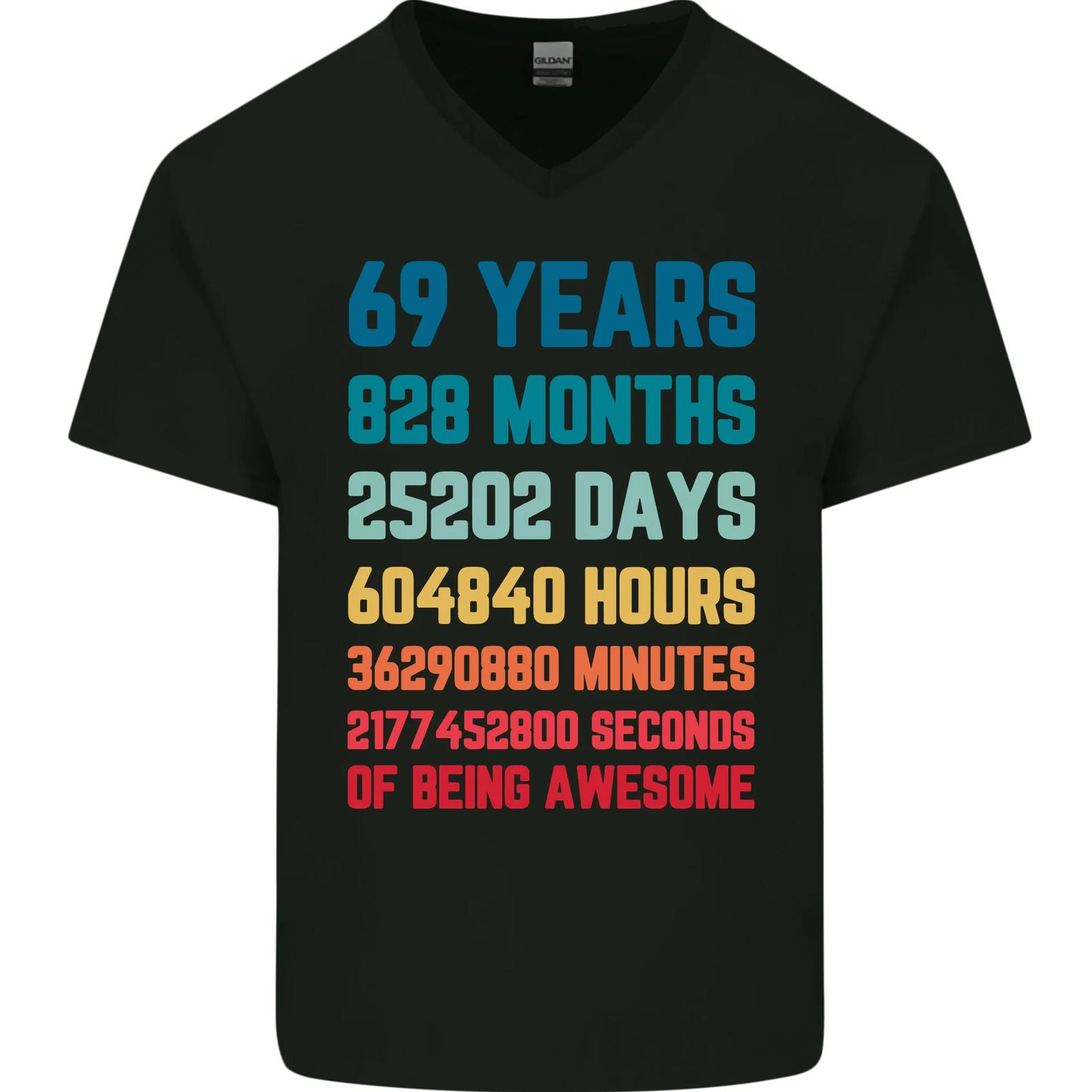 69th Birthday 69 Year Old Mens V-Neck Cotton T-Shirt M