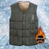 Men's Winter Fleece-Lined Vest - Thick, Stand-Up Collar Sleeveless Top for Middle-Aged & Elderly, Plus Size, Dad's Wear