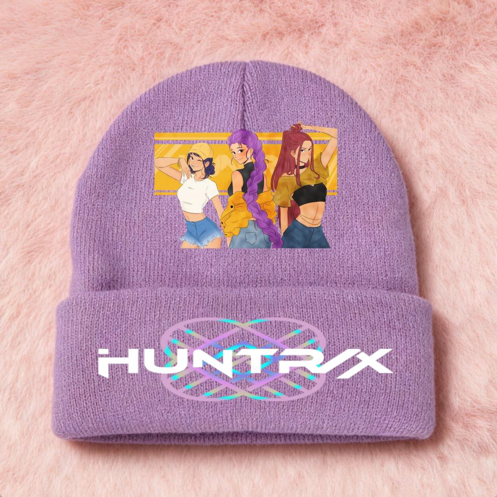 Latest KPop Demon Girls Knitted Hats Kpop Hunter Cartoon Children Headgear Cotton Cold Season Adorable Hat Anime Children Navidad Birth Date Gifts