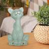 Statue de chat accroupi en résine, ornement de chat de dessin animé, ornement de table, figurine de chat pour décoration de maison ou de bureau, cadeau pour amoureux des chats