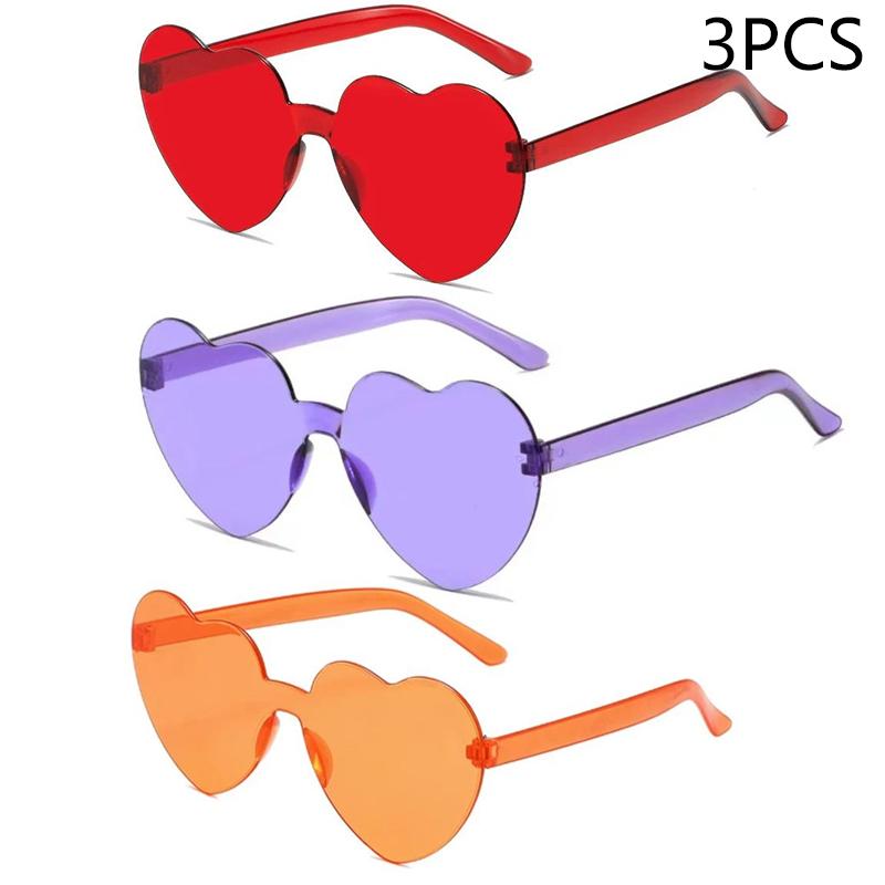 New Love Sunglasses Jelly Color Frameless Heart-shaped Sunglasses Dazzling Color Sunglasses