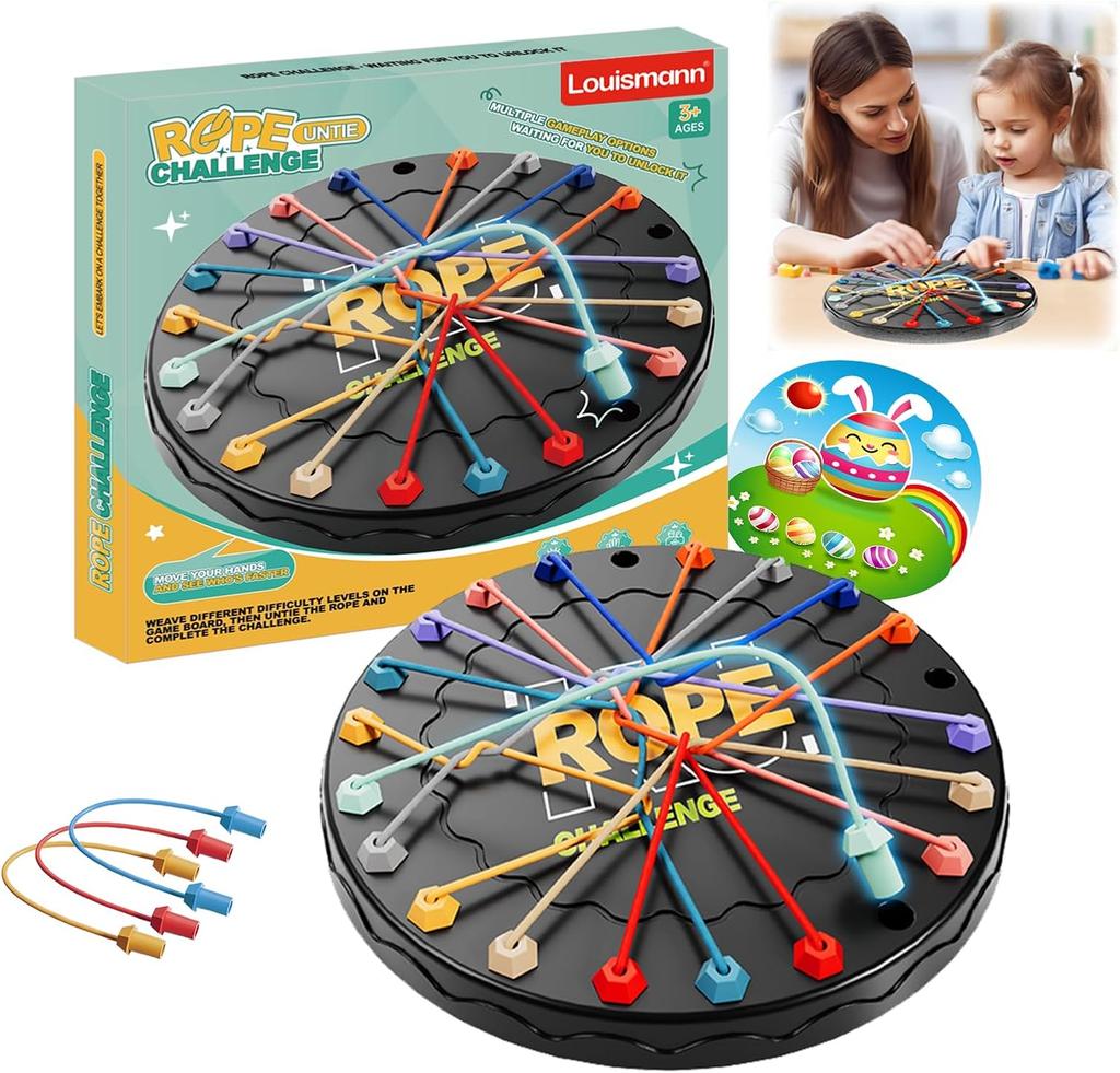 Louismann Brainy Knots Rope Challenge Puzzle Game with Rope Logic Strategy Game Logic Games Knot for ChildrenEducational Game for the Whole Family