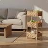 Three-Tier Storage Rack Light Wood Woven Basket Organizer Space-Saving