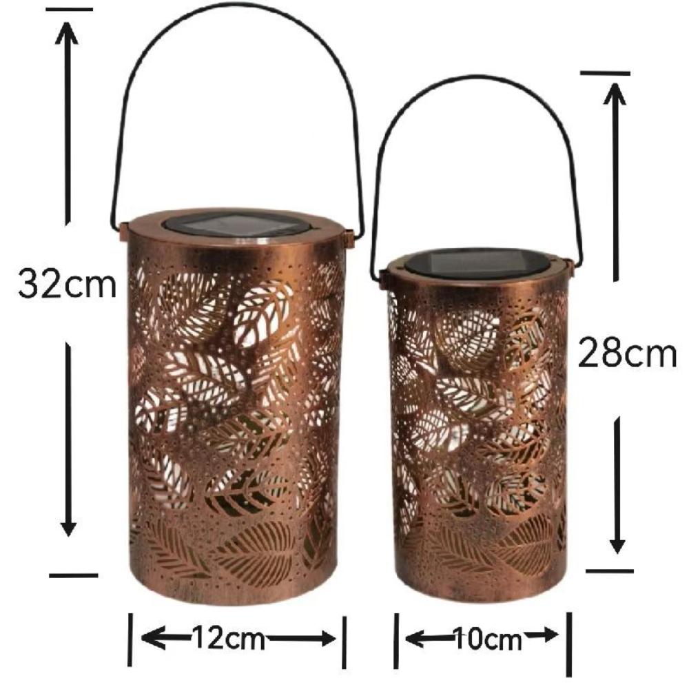 Solar Iron Lamp Outdoor Landscape Decoration Villa Balcony Garden Courtyard Hollow Leaf Projection Lantern Outdoor Iron Hanging Pastoral Lamp