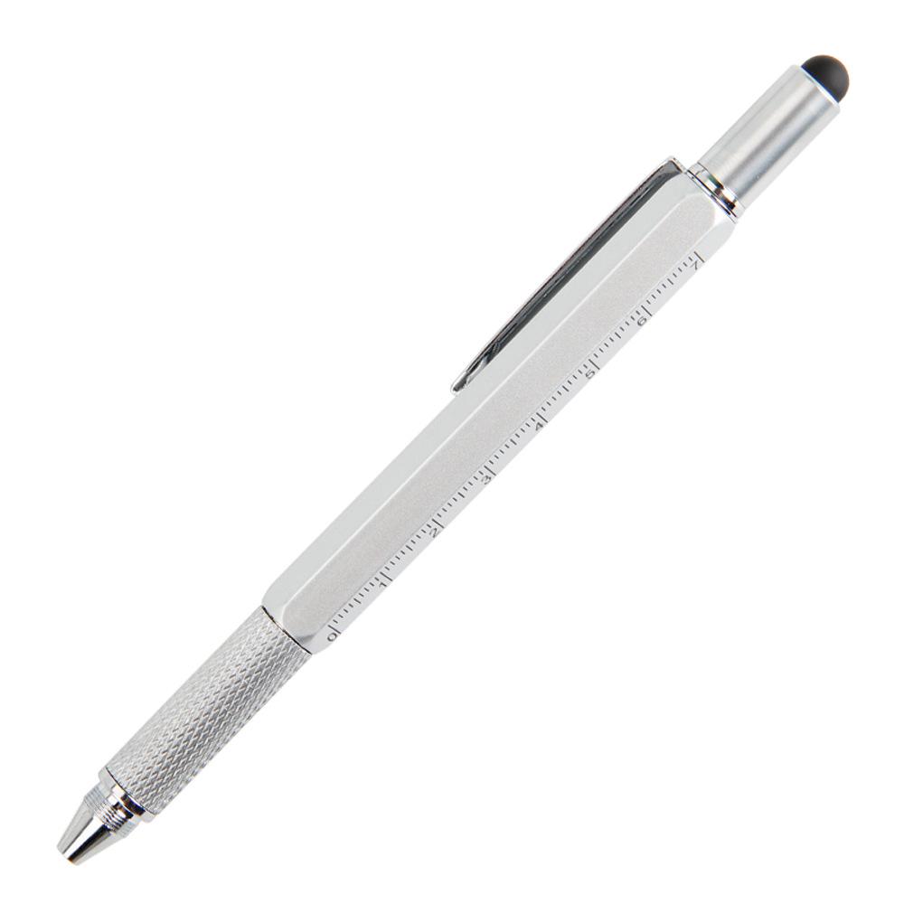 

Six-in-One Multifunctional Metal Stylus Pen with Ballpoint, Scale Ruler, Screwdriver, and Capacitive Touch Feature
