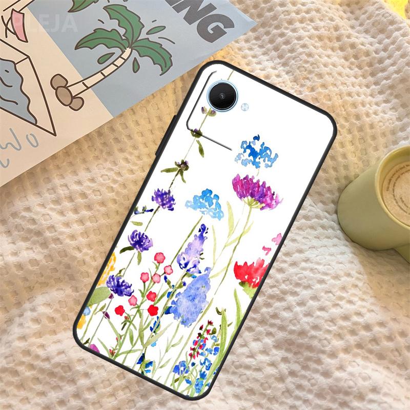 Lavender Purple Flowers Case For Realme C67 C63 C55 C51 C75 C61 C53 C35 C65 C71 11 12 13 14 15 Pro Plus GT6 GT7 Pro