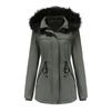 Women's Hooded Plus Velvet Corduroy Coat Ladies Winter Cotton Coat Thickened Mid-length Warm Jacket