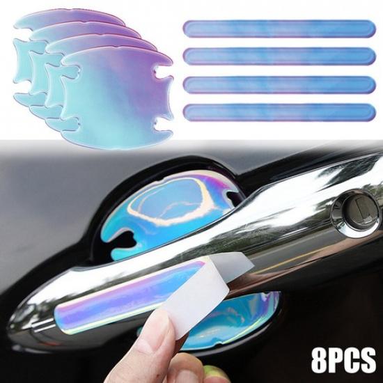 8x Car Door Handle Bowl Sticker Protector Film Anti-Scratch Luminous Accessories