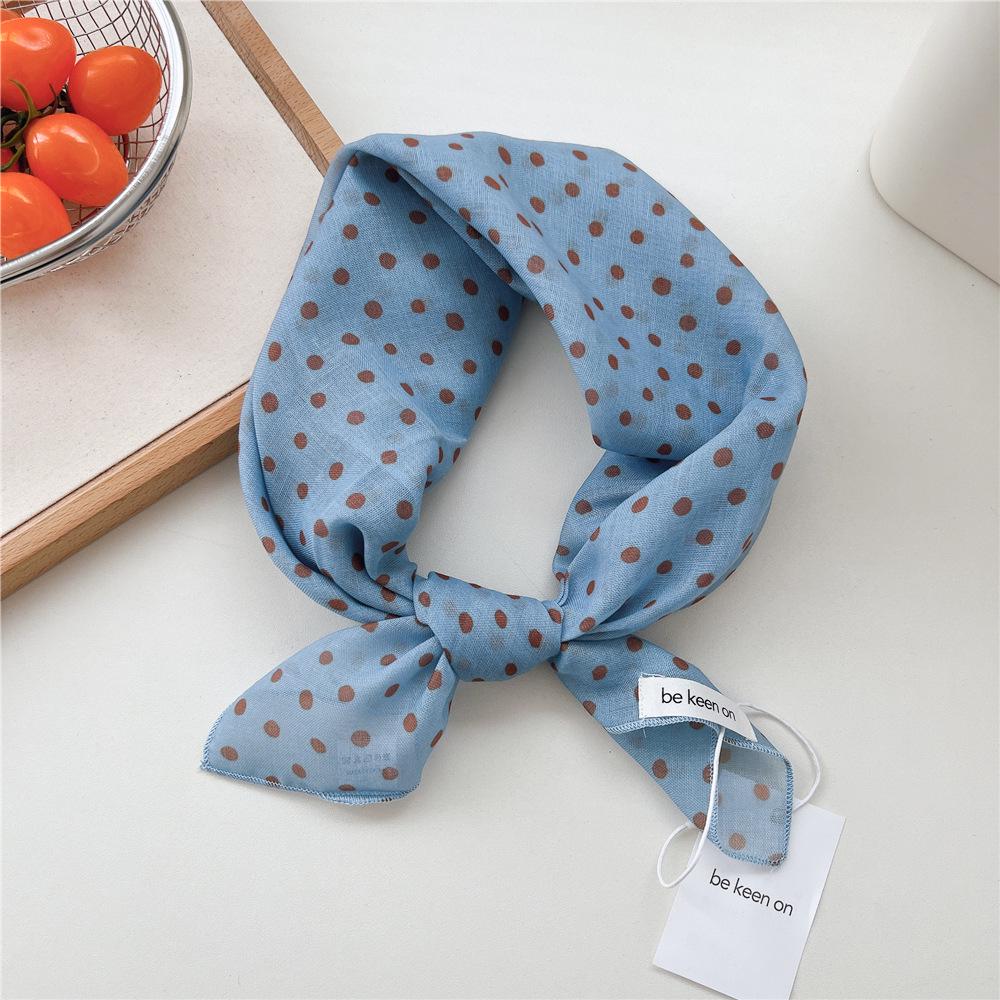 Koreanisches Trendiges Frühlings-Gepunktetes Seiden-Kopftuch - Quadratisches Mode-Tuch für Damen für Haare, Hals und Dekoration