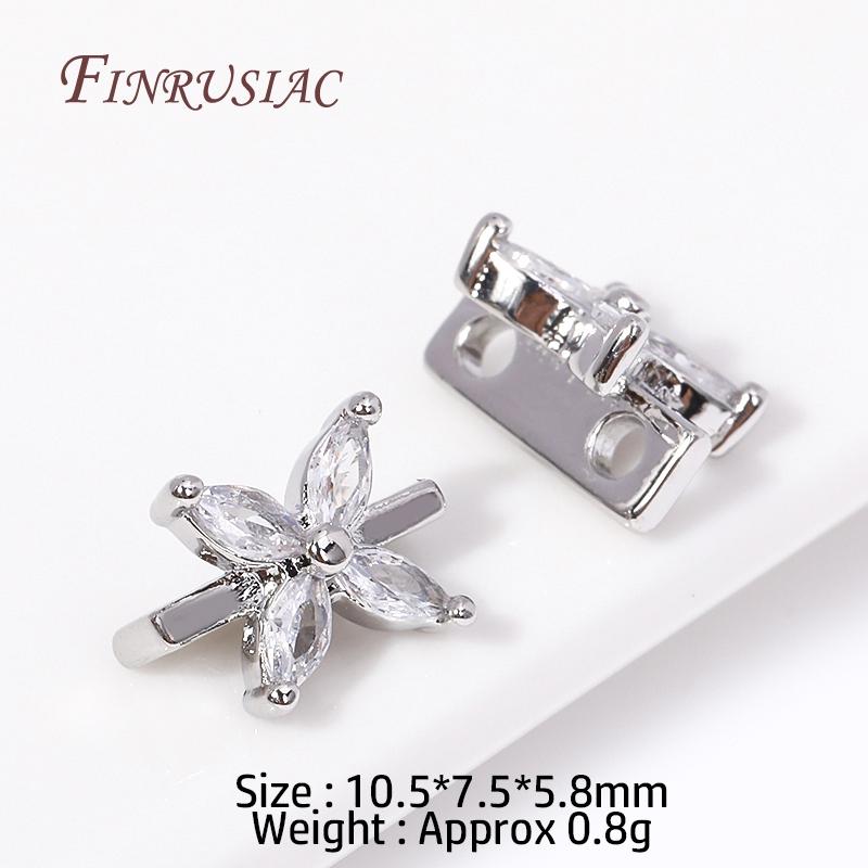 18K Gold Plated 2/3 Hole Separators For Beads,Inlaid Zircon Beads Separators,Handmade Decorative DIY Beading Jewelry Materials