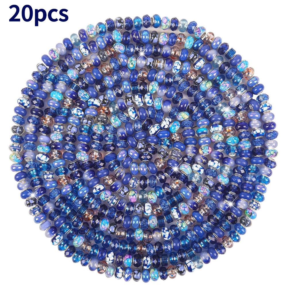 10/20/30 Stück Große Lochperle Tiefblau Europäische Stiftperle Gartenperle Beleuchtung Bastel-Abstandsperle DIY Armband Halskette Ohrringe