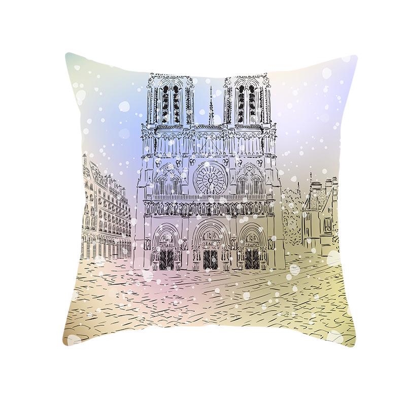 Notre Dame Cathedral French Landscape Pillow Cover European Print Cushion Waist Pillow Cover
