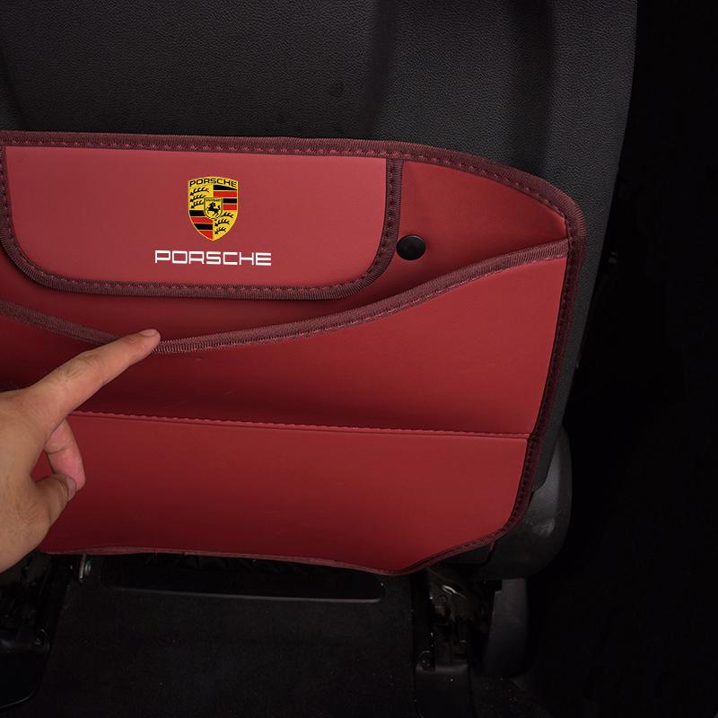 Asiento de Coche Respaldo Prevenir Patadas Almohadilla de Almacenamiento Alfombrilla Accesorios Para Porsche Cayenne Panamera Macan 911 718 Taycan Boxster Cayman 918