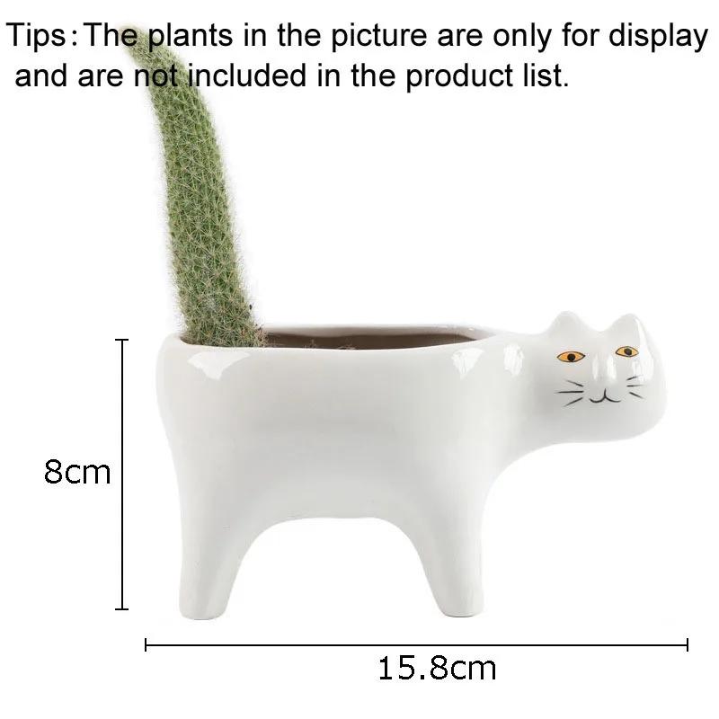 1pc Ceramic Cat Flower Pots Decorative Vase Plant Pots Hydroponics Flower Arrangement Potted Plants Creative Kitten Floral Vase