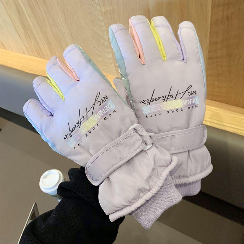 

Ski Gloves Women Winter Outdoor Fleece-lined Thickened Warm Cold-Proof Windproof Waterproof Electric Car Riding Gloves for Men Winter