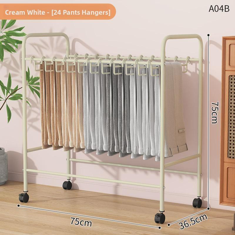 Iron Art Pants Storage Rack Stand Mobile Closet Hanging Drying Pants Multi-Functional Wardrobe Organizer Children's Handmade