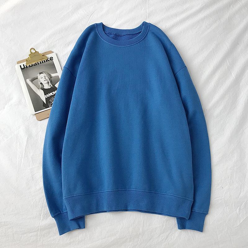 Unisex Crewneck Sweatshirt - Loose Fit for Spring and Autumn, Solid Color, Long Sleeve, Trendy and Versatile.