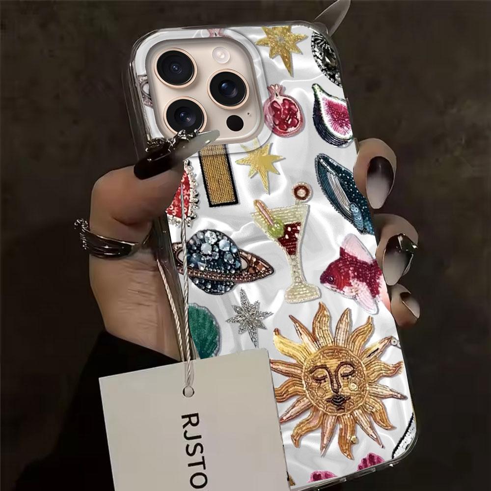 Summer Fruit Sun Face Water Texture Girl Phone Case for Iphone 16 15 14 7 8 Plus 13 11 12 Pro Max X XS XR SE 2022 2020 16e Cover