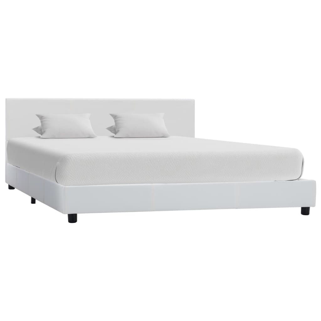 Bed Frame White Faux Leather 140x200 cm