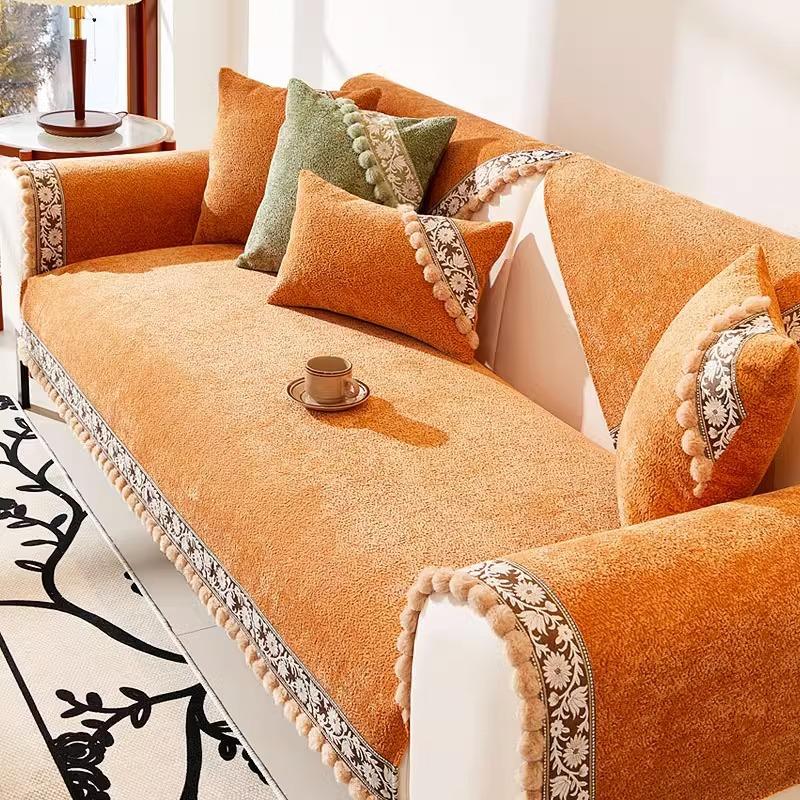 

Нескользящая диванная подушка из синели для всех сезонов, универсальная новая подушка, простой подлокотник для дивана, задний чехол для полотенец 70*70cm