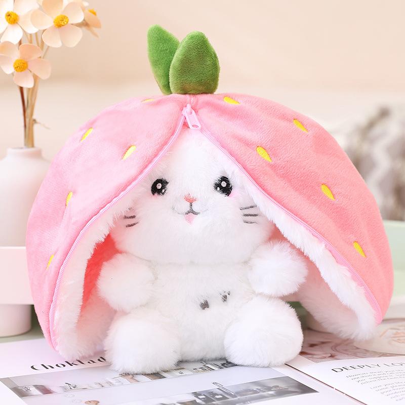Strawberry Bee Bunny Transform Plush Toy Hide And Seek Stuffed Doll Gift 2030cm