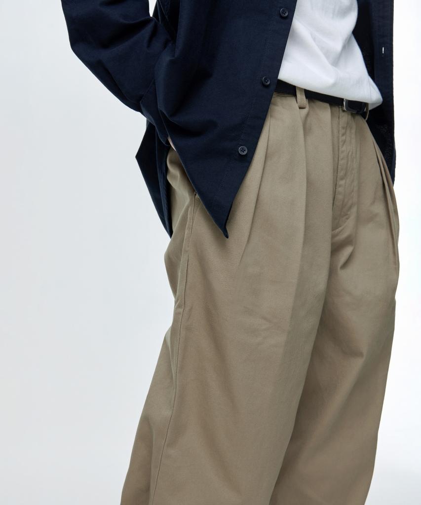 Musinsa Standard Reverse Two-Tuck Wide Chino Pants [Beige]